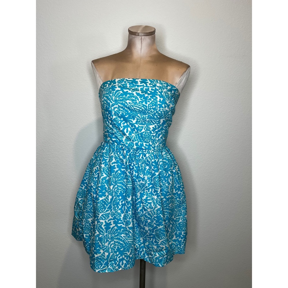 Lilly Pulitzer Blue Tube Strapless Mini Dress Sz M - Picture 11 of 14